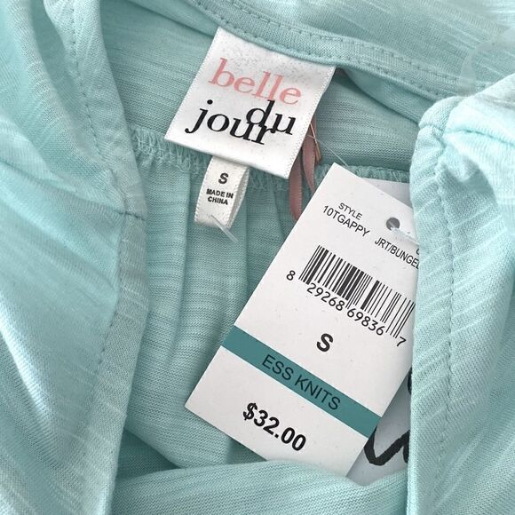 Belle Du Jour Tiered Tank Top Aqua NWT Crew Neck Sleeveless Boho Tier Spring S - Picture 4 of 11